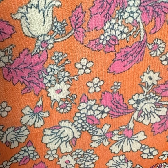 Free People Nina Printed Top Tulips XS Ditsy Floral V Neck Plunge Ruffles Sheer - Picture 11 of 15